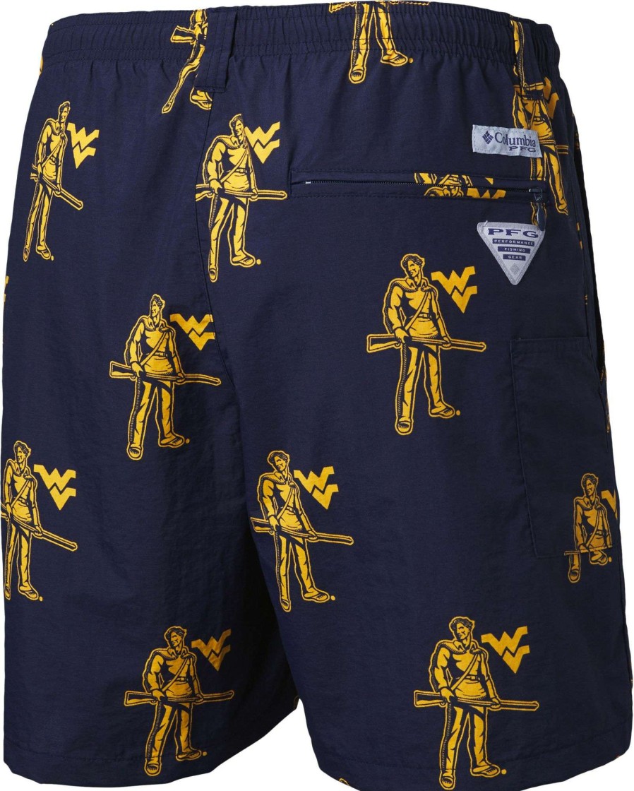 Shorts * | Columbia Men'S West Virginia Mountaineers Blue Backcast Ii Printed Performance Shorts