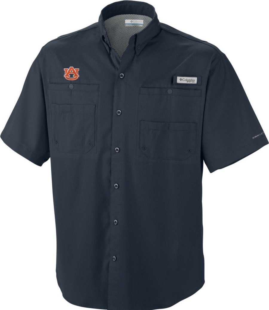 Shirts * | Columbia Men'S Auburn Tigers Blue Tamiami Performance Shirt