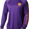 Shirts * | Columbia Men'S Clemson Tigers Regalia Terminal Tackle Long Sleeve T-Shirt