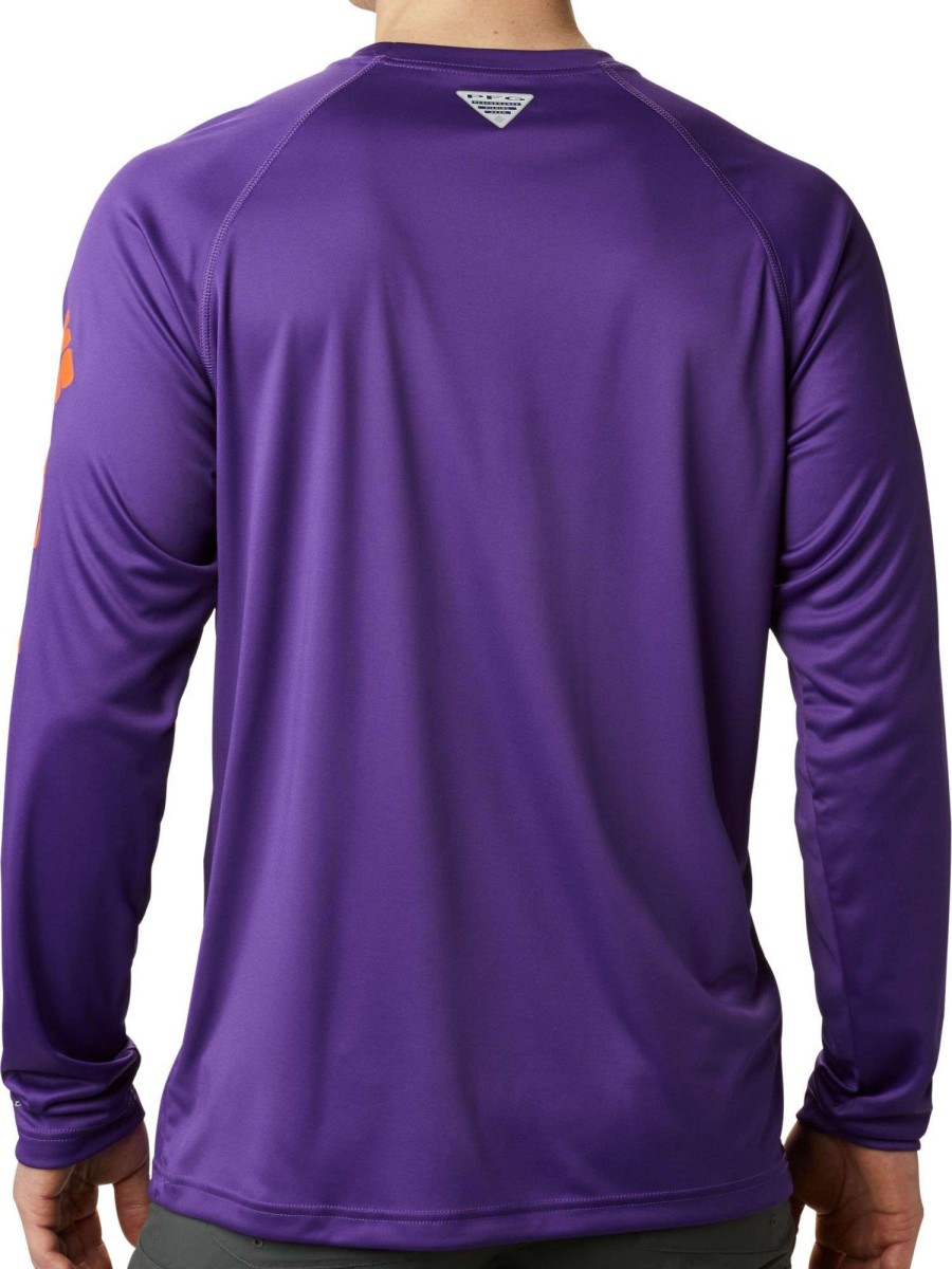 Shirts * | Columbia Men'S Clemson Tigers Regalia Terminal Tackle Long Sleeve T-Shirt