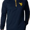 Jackets * | Columbia Men'S West Virginia Mountaineers Blue Pfg Terminal Tackle Quarter-Zip Pullover Shirt