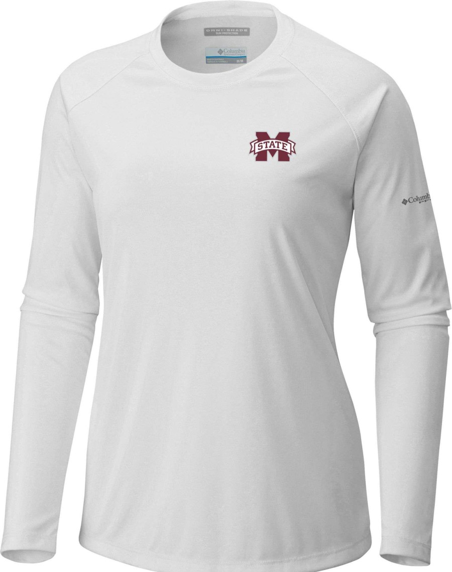 Shirts * | Columbia Women'S Mississippi State Bulldogs White Tidal Long Sleeve T-Shirt