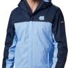 Jackets * | Columbia Men'S North Carolina Tar Heels Navy/Carolina Blue Glennaker Storm Jacket