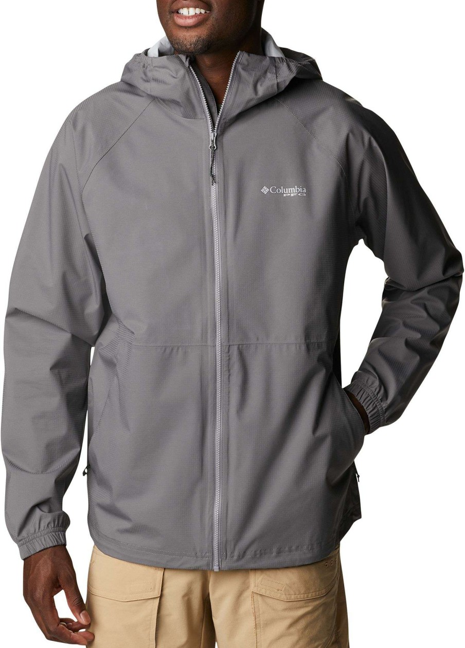 Jackets * | Columbia Men'S Stiff Guide Rain Jacket City Grey