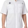 Shirts * | Columbia Men'S Dallas Cowboys Tamiami White Woven T-Shirt