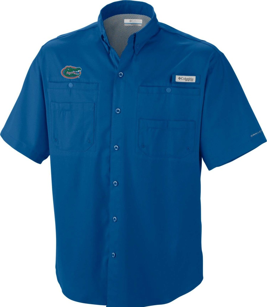 Shirts * | Columbia Men'S Florida Gators Blue Tamiami Performance Shirt