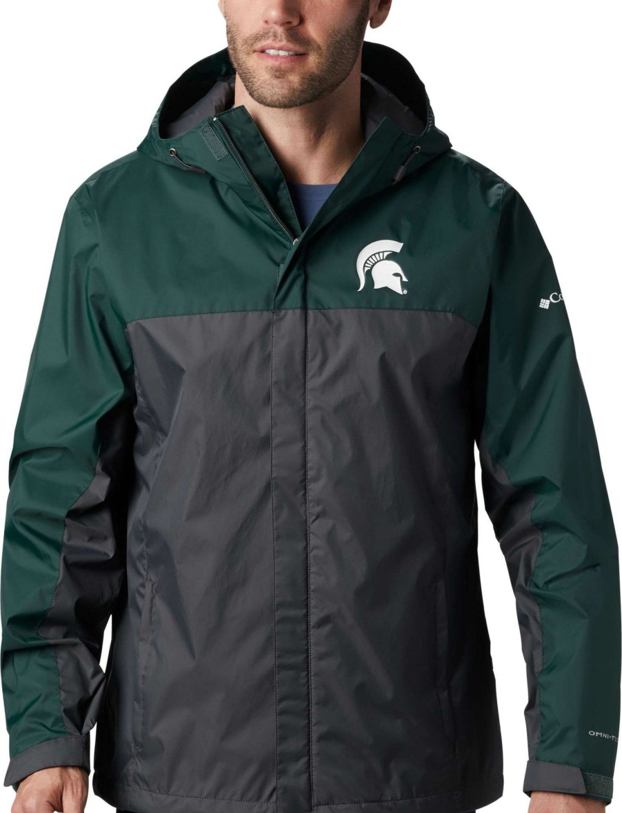 Jackets * | Columbia Men'S Michigan State Spartans Green/Grey Glennaker Storm Jacket