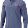 Shirts * | Columbia Men'S Boston Red Sox Navy Pin High Long Sleeve Polo