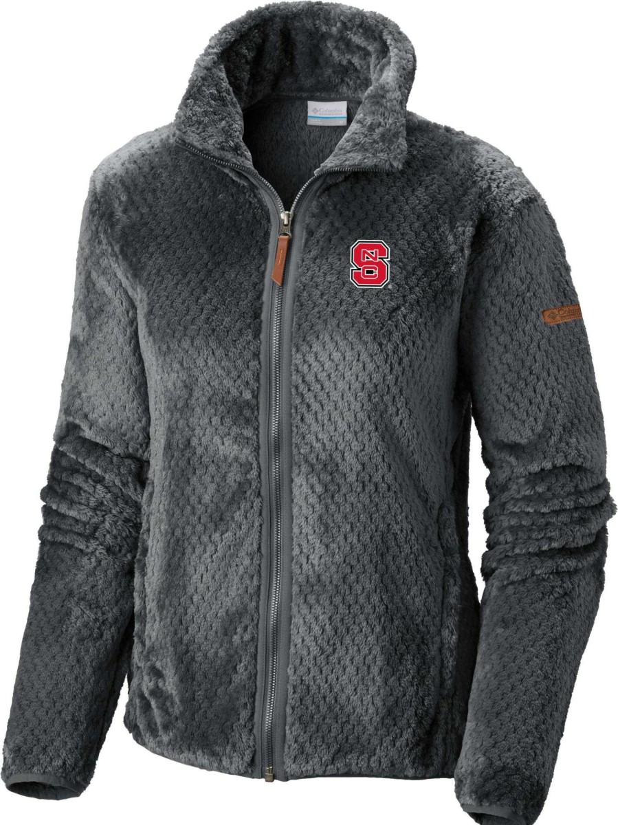 Jackets * | Columbia Women'S Nc State Wolfpack Grey Fire Side Sherpa Full-Zip Jacket