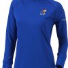 Jackets * | Columbia Women'S Kansas Jayhawks Blue Flop Shot Half-Zip Pullover Shirt