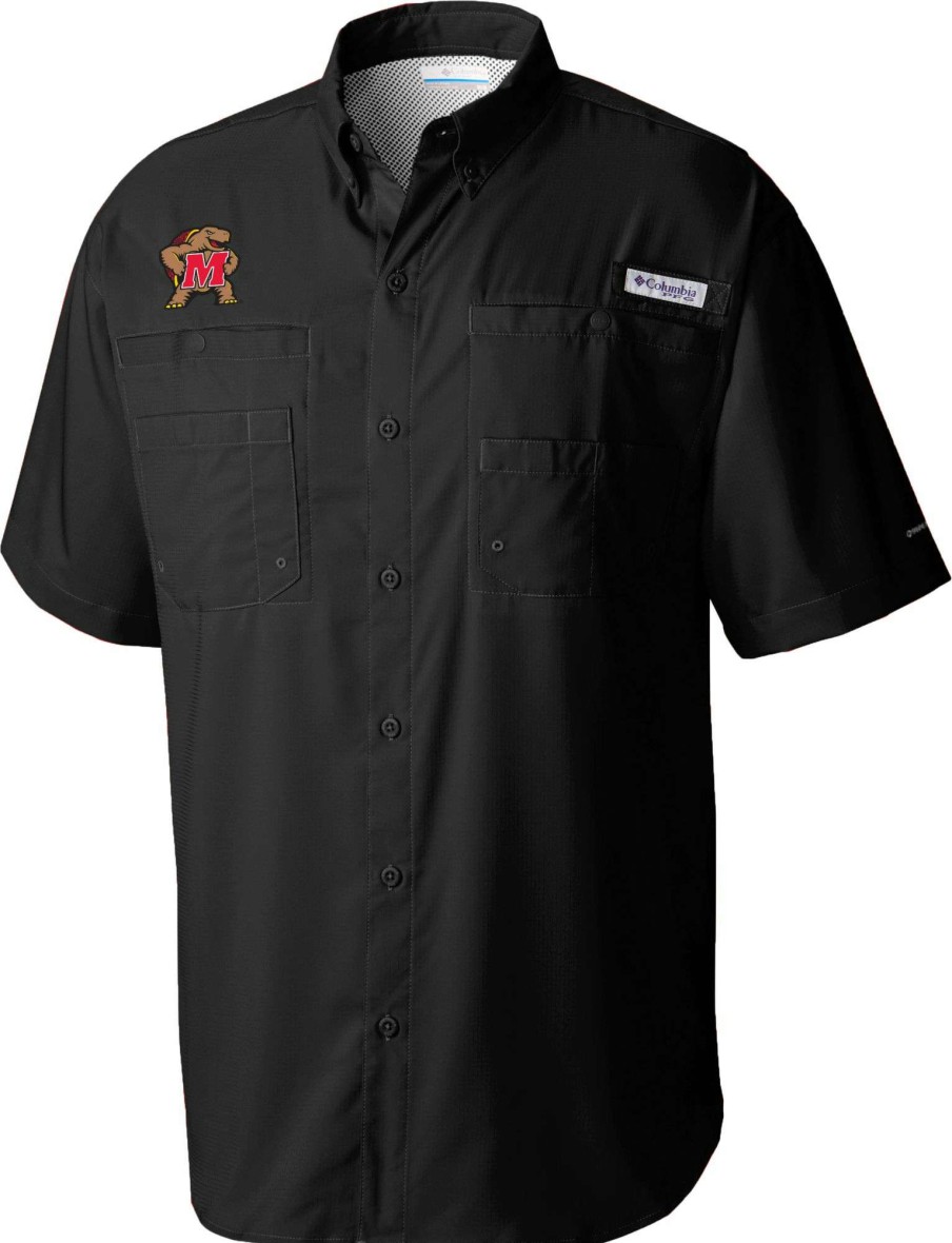 Shirts * | Columbia Men'S Maryland Terrapins Tamiami Performance Black Shirt