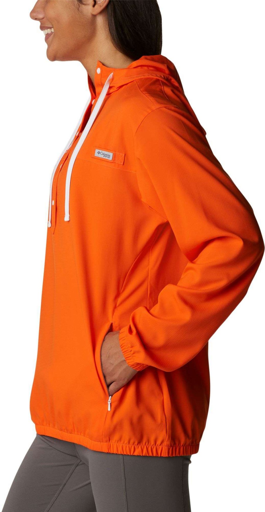 Sweatshirts * | Columbia Women'S Clemson Tigers Orange Pfg Tamiami Quarter-Snap Long Sleeve Hooded Shirt