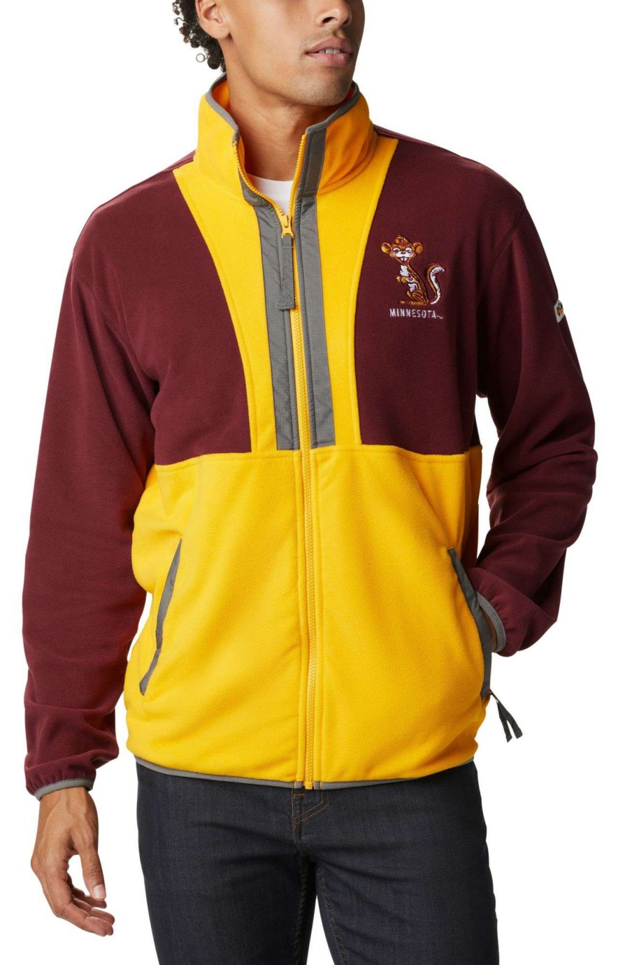 Jackets * | Columbia Men'S Minnesota Golden Gophers Maroon Back Bowl Full-Zip Fleece Jacket