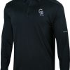 Shirts * | Columbia Men'S Colorado Rockies Black Pin High Long Sleeve Polo