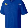 Shirts * | Columbia Men'S Pitt Panthers Blue Tamiami Button Down Shirt