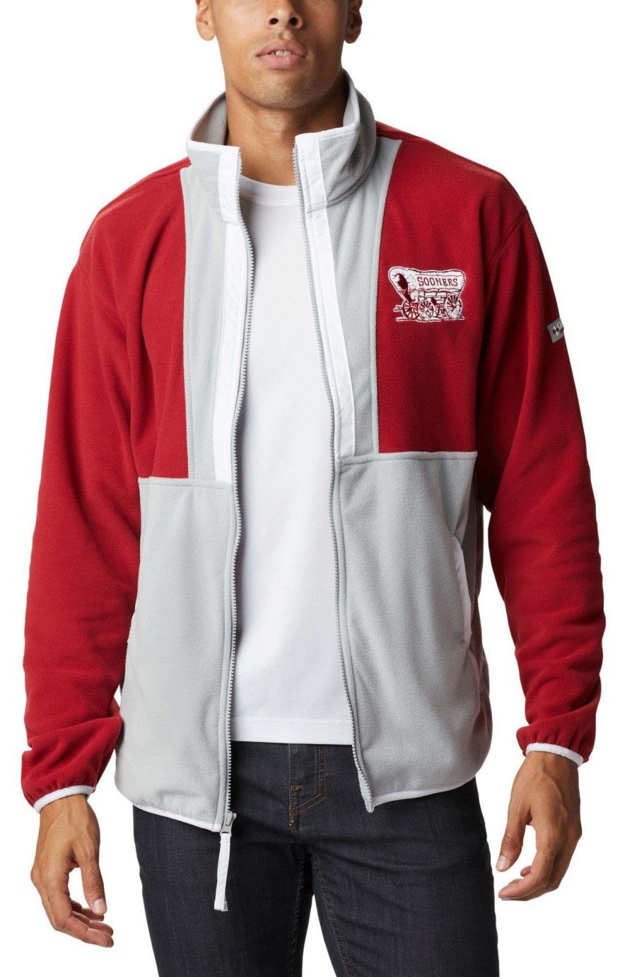 Jackets * | Columbia Men'S Oklahoma Sooners Crimson Back Bowl Full-Zip Fleece Jacket