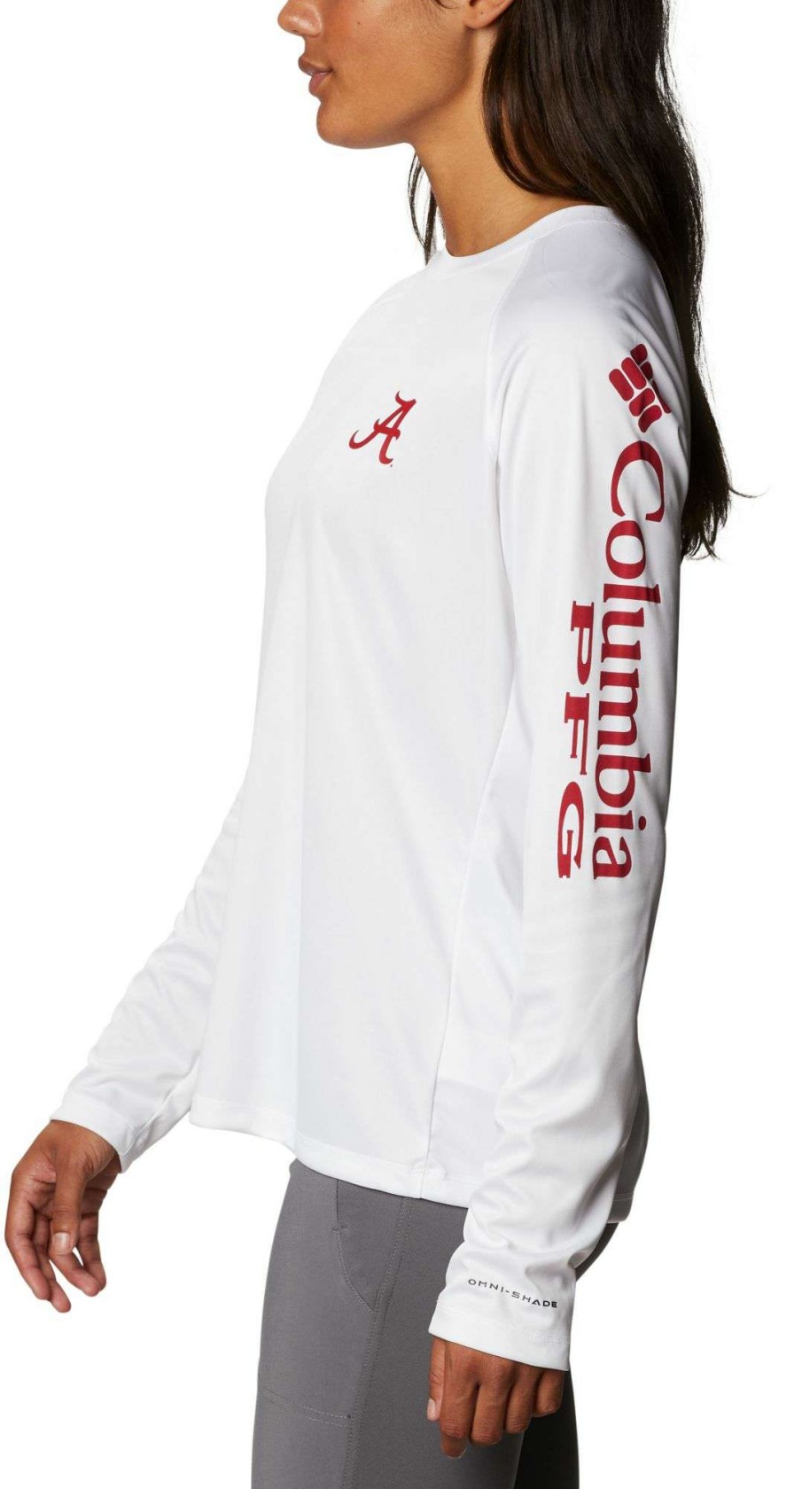 Shirts * | Columbia Women'S Alabama Crimson Tide White Tidal Long Sleeve T-Shirt