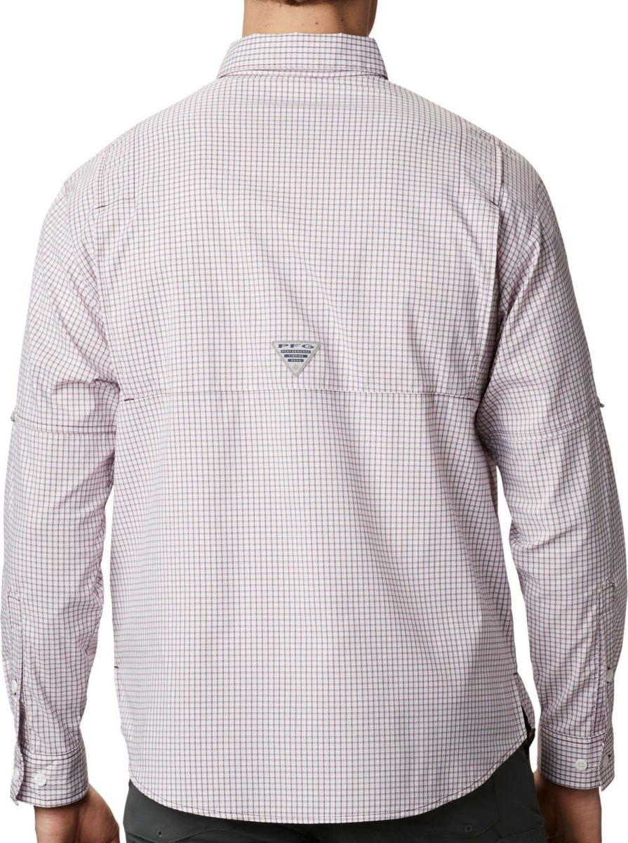 Shirts * | Columbia Men'S Texas A&M Aggies Maroon Gingham Long Sleeve Tamiami Shirt