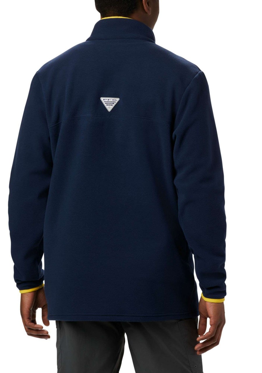 Sweatshirts * | Columbia Men'S Michigan Wolverines Blue Harborside Fleece Pullover