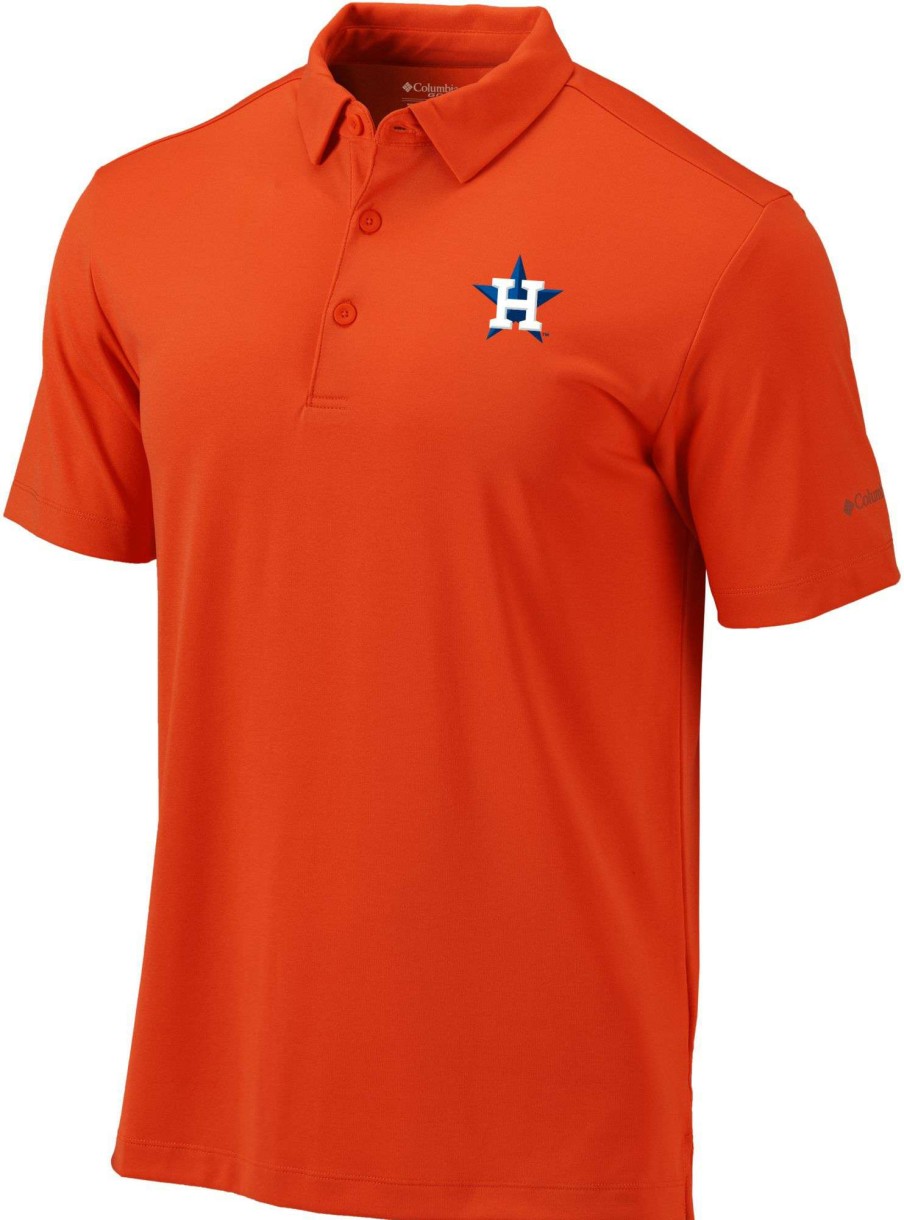 Shirts * | Columbia Men'S Houston Astros Orange Omni-Wick Set Performance Polo