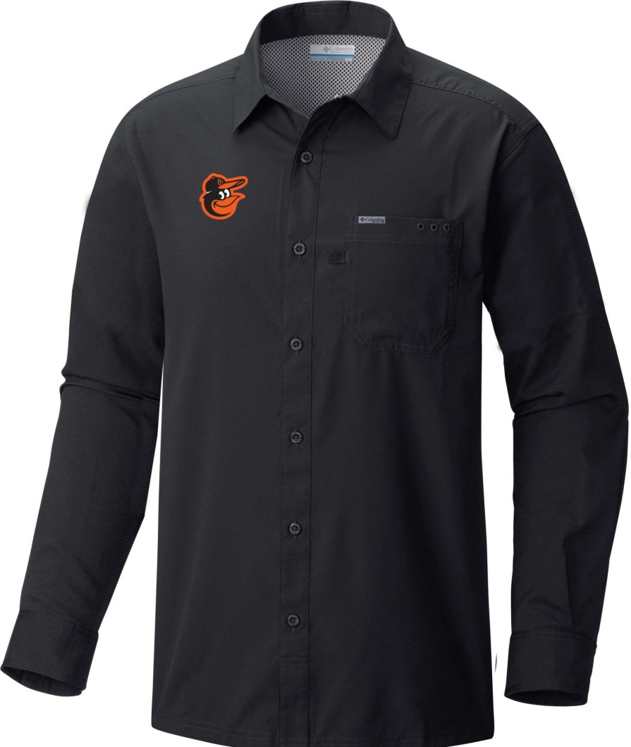 Shirts * | Columbia Men'S Baltimore Orioles Black Slack Tide Long Sleeve T-Shirt