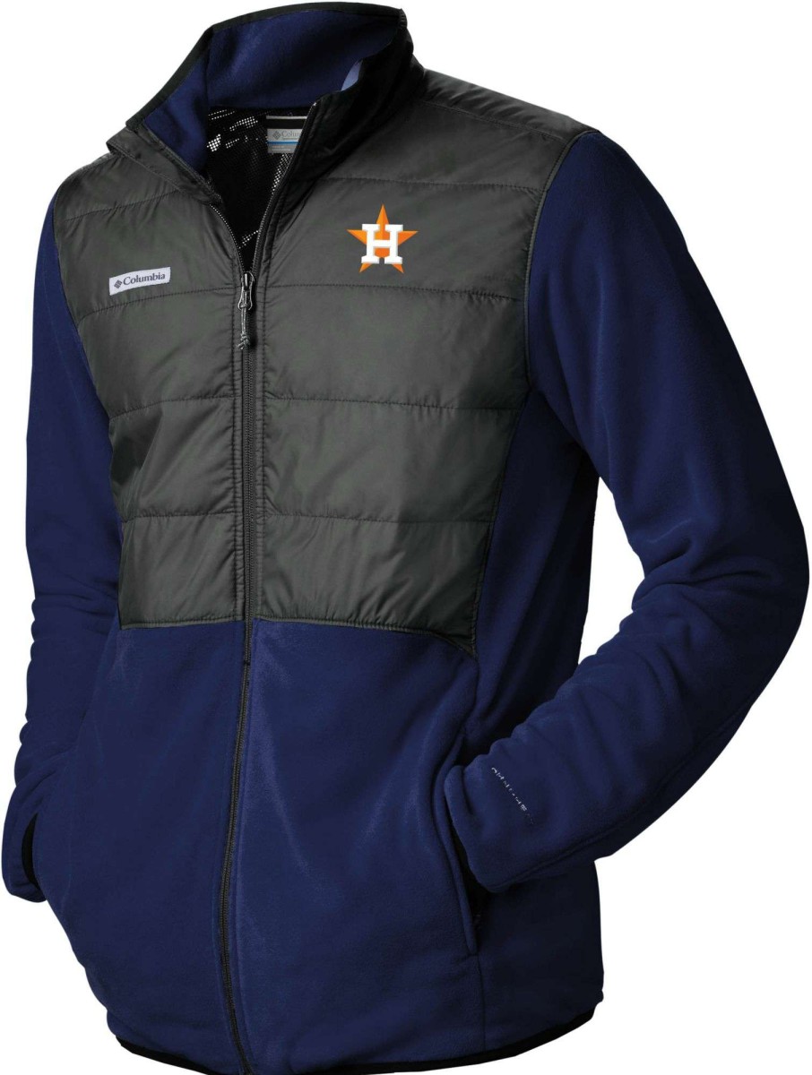 Jackets * | Columbia Men'S Houston Astros Navy Full-Zip Fleece Jacket