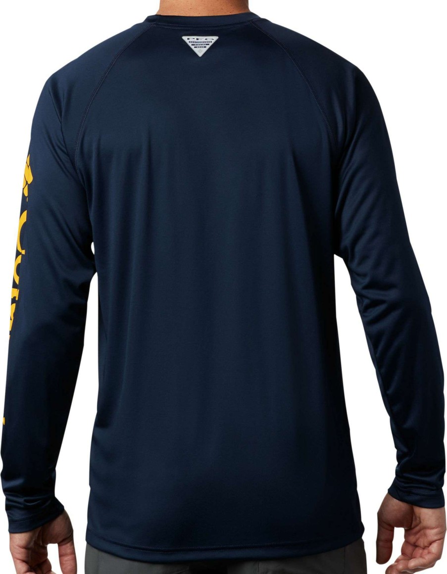 Shirts * | Columbia Men'S West Virginia Mountaineers Blue Terminal Tackle Long Sleeve T-Shirt