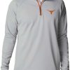 Jackets * | Columbia Men'S Tennessee Volunteers Grey Pfg Terminal Tackle Quarter-Zip Pullover Shirt