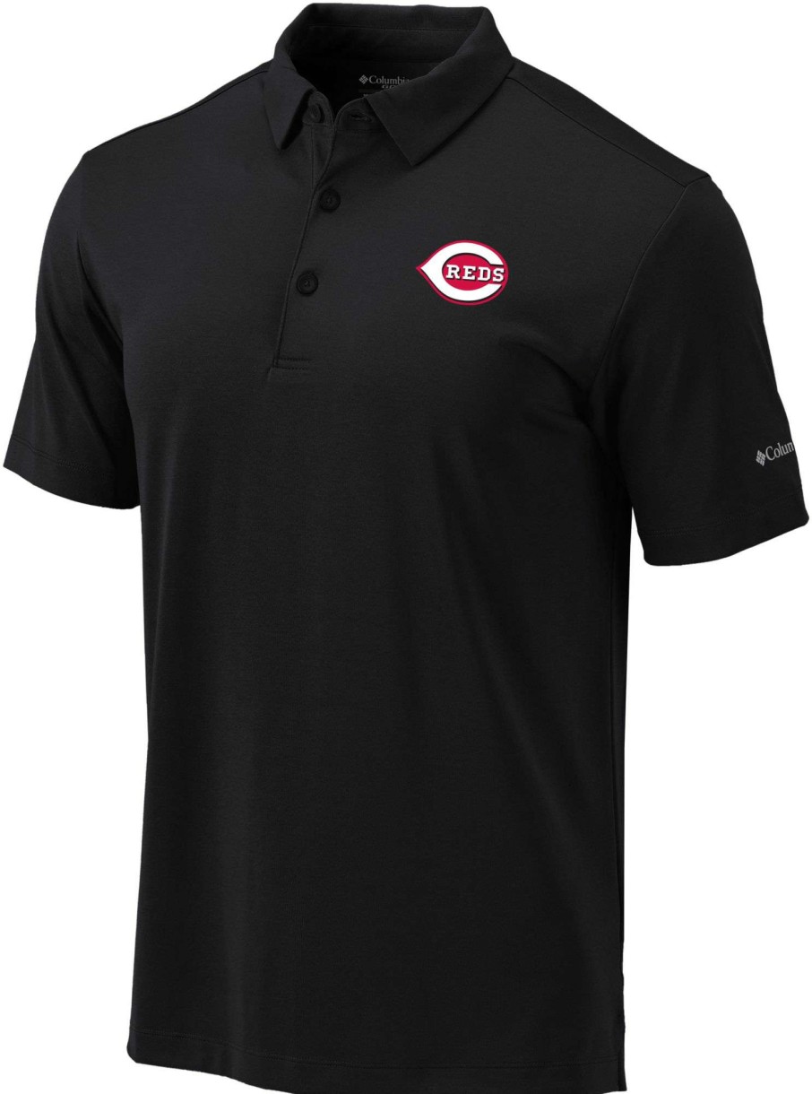 Shirts * | Columbia Men'S Cincinnati Reds Black Drive Performance Polo