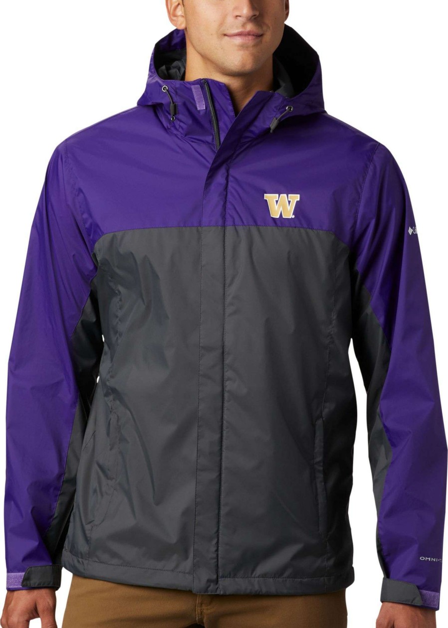 Jackets * | Columbia Men'S Washington Huskies Purple Glennaker Storm Jacket