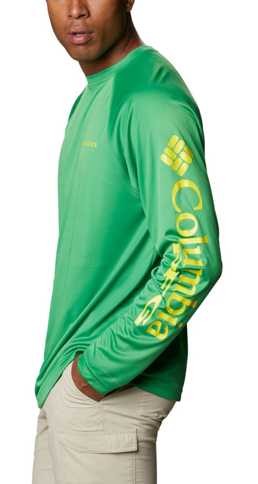 Shirts * | Columbia Men'S Oregon Ducks Green Terminal Tackle Long Sleeve T-Shirt