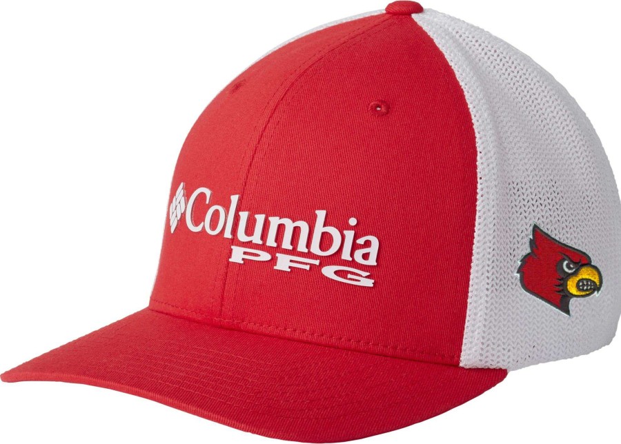 Hats * | Columbia Men'S Louisville Cardinals Cardinal Red Pfg Mesh Adjustable Hat