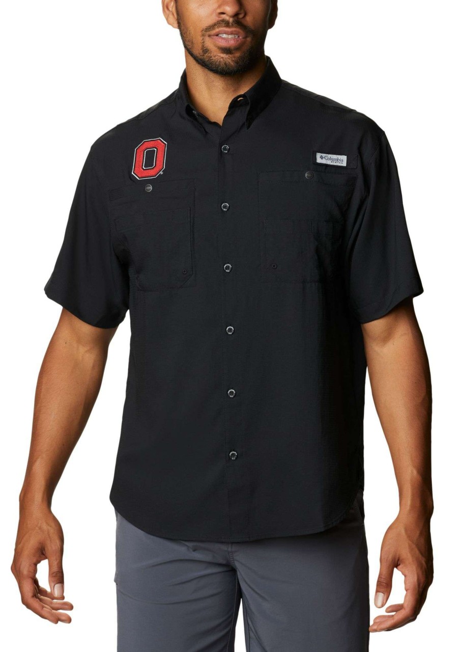 Shirts * | Columbia Men'S Ohio State Buckeyes Tamiami Performance Black Shirt