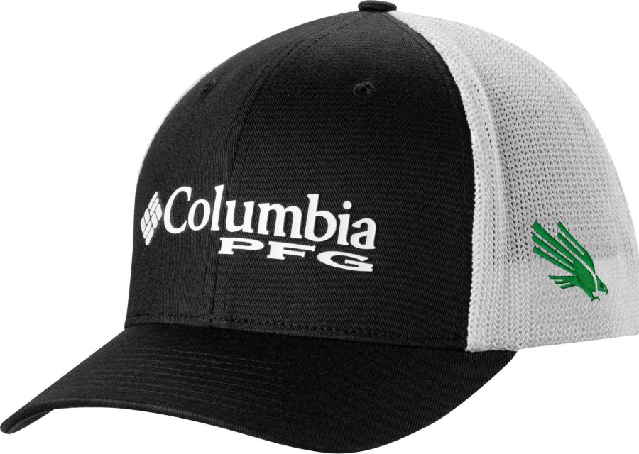 Hats * | Columbia Men'S North Texas Mean Green Black Pfg Mesh Adjustable Hat