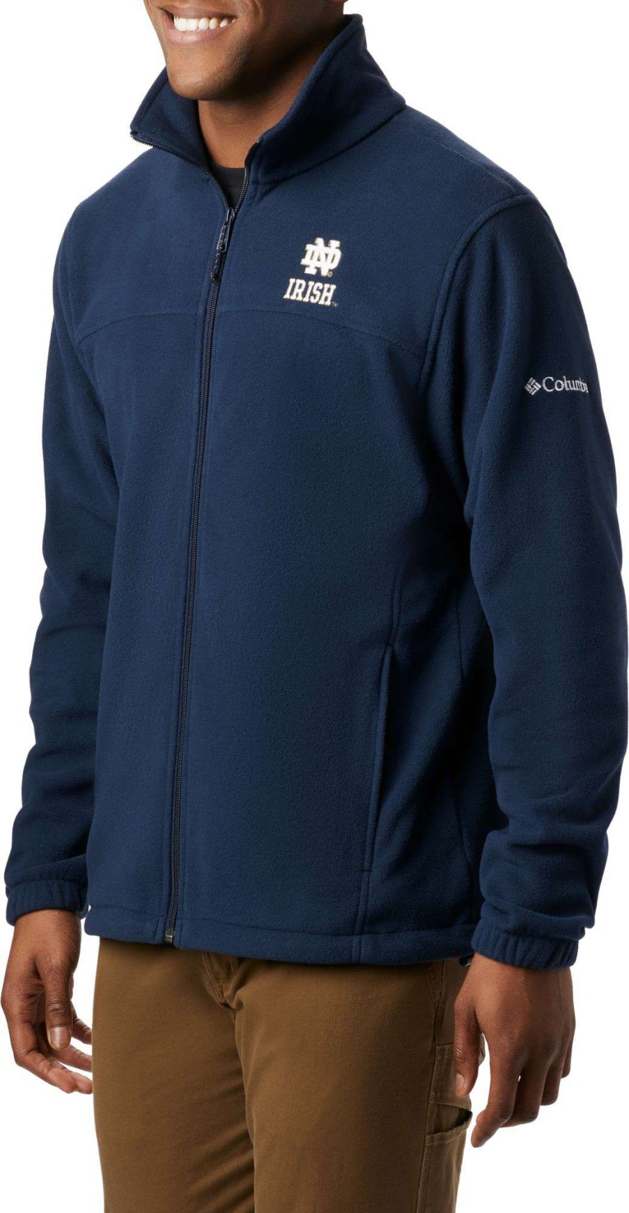 Jackets * | Columbia Men'S Notre Dame Fighting Irish Navy Clg Flanker Iii Fleece Jacket