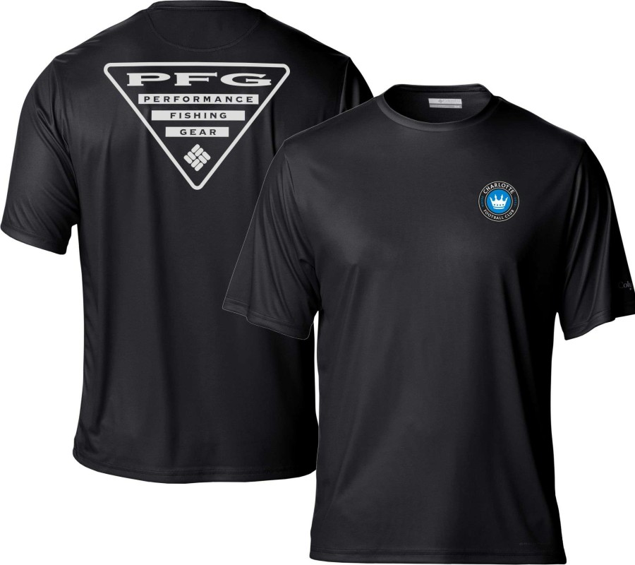 Shirts * | Columbia Charlotte Fc Black Terminal Tackle Sleeve T-Shirt For Men