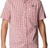 Shirts * | Columbia Men'S Ohio State Buckeyes Scarlet Rapid Rivers Button Down Shirt