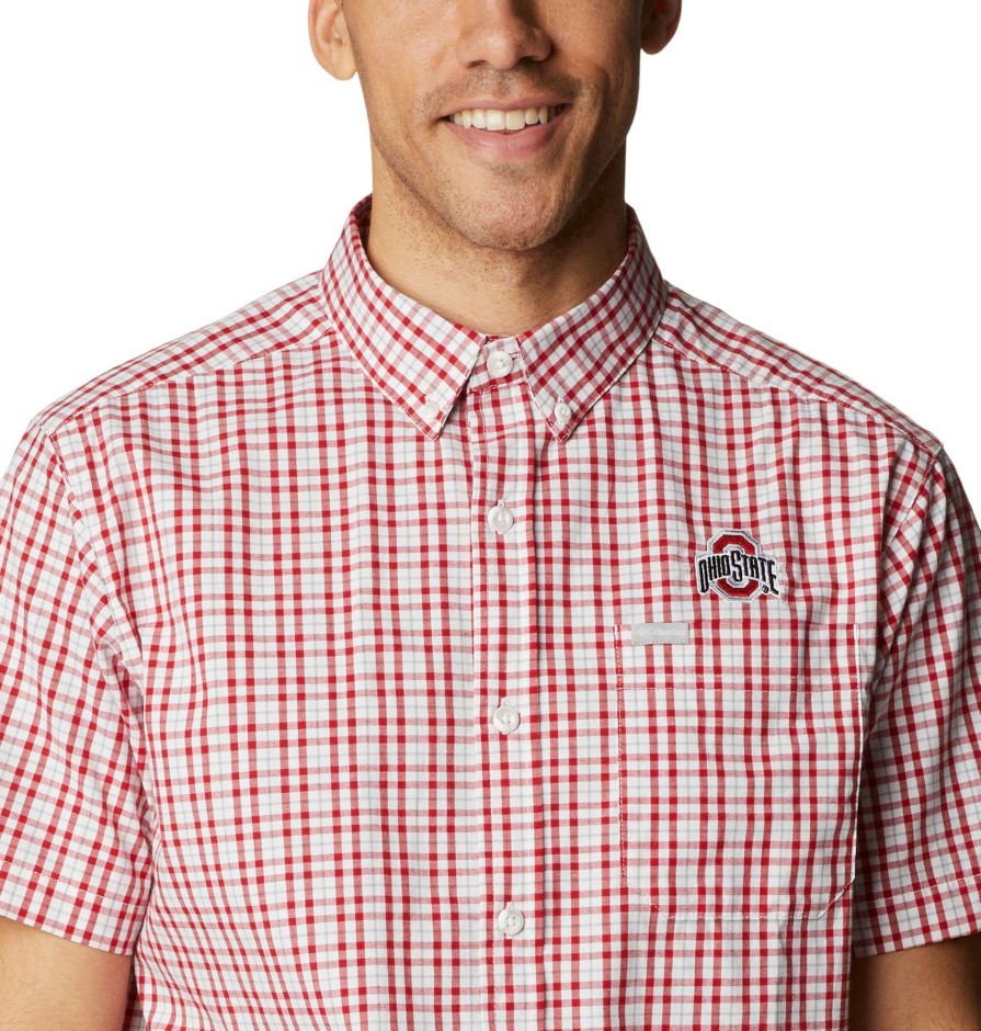 Shirts * | Columbia Men'S Ohio State Buckeyes Scarlet Rapid Rivers Button Down Shirt