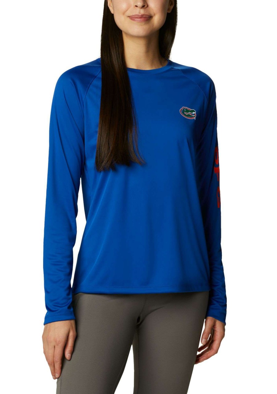 Shirts * | Columbia Women'S Florida Gators Blue Tidal Long Sleeve T-Shirt