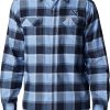 Shirts * | Columbia Men'S North Carolina Tar Heels Carolina Blue Plaid Flare Gun Flannel Button Down Long Sleeve Shirt