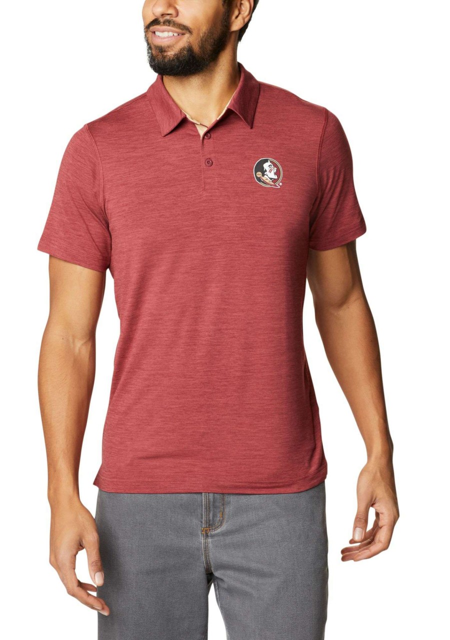 Shirts * | Columbia Men'S Florida State Seminoles Garnet Tech Trail Polo