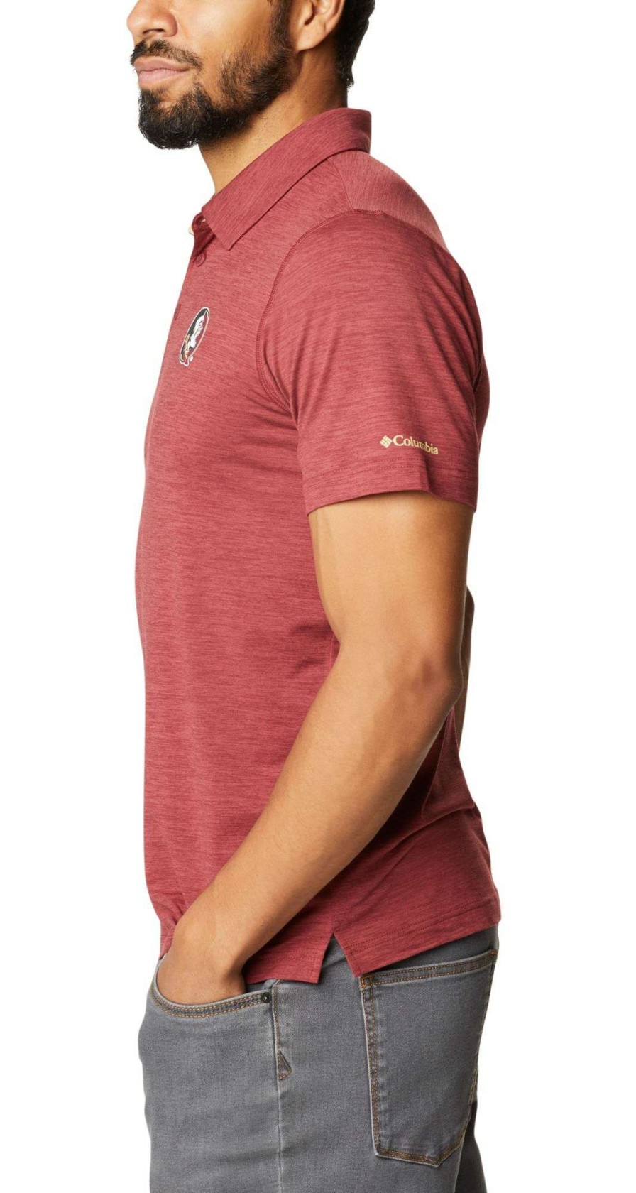 Shirts * | Columbia Men'S Florida State Seminoles Garnet Tech Trail Polo