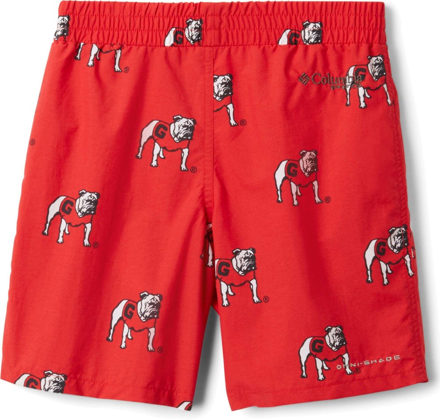 Shorts * | Columbia Youth Georgia Bulldogs Backcast Printed Performance Red Shorts For Girls'