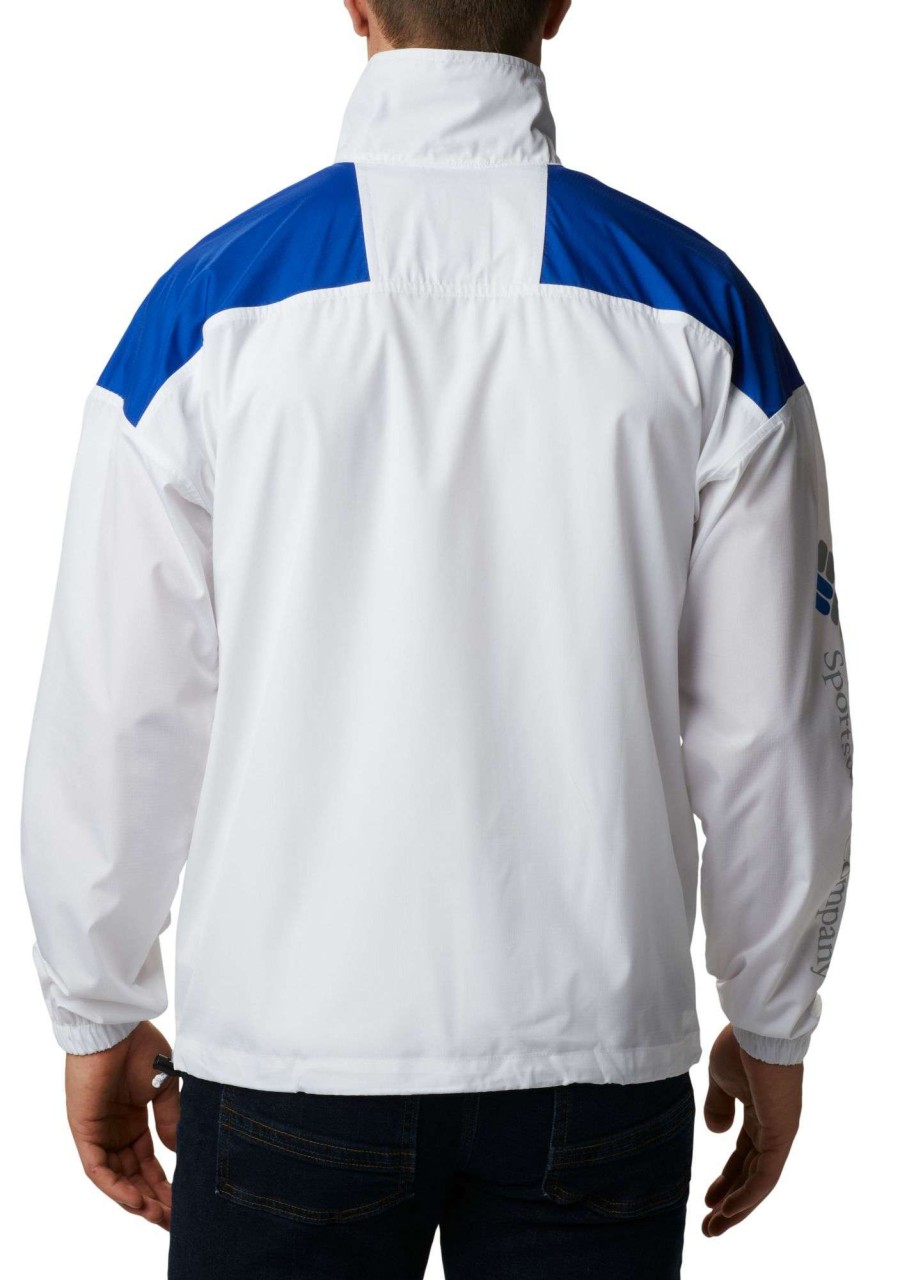 Jackets * | Columbia Men'S Kentucky Wildcats Santa Ana Quarter-Zip Anorak White Jacket