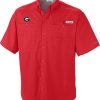 Shirts * | Columbia Men'S Georgia Bulldogs Red Tamiami Performance Shirt