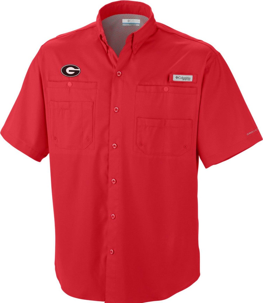 Shirts * | Columbia Men'S Georgia Bulldogs Red Tamiami Performance Shirt