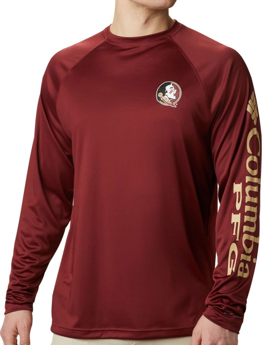 Shirts * | Columbia Men'S Florida State Seminoles Garnet Terminal Tackle Long Sleeve T-Shirt