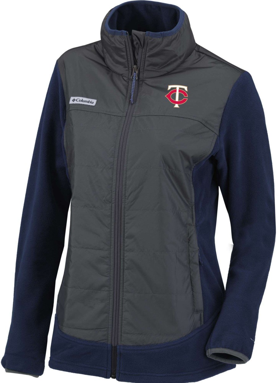 Jackets * | Columbia Women'S Minnesota Twins Navy Full-Zip Fleece Jacket