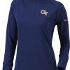 Jackets * | Columbia Women'S Georgia Tech Yellow Jackets Navy Flop Shot Half-Zip Pullover Shirt