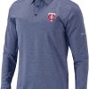 Shirts * | Columbia Men'S Minnesota Twins Navy Pin High Long Sleeve Polo